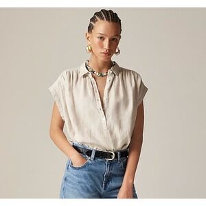 J.Crew Baird McNutt Irish Linen Womens S‎ Cream Coastal Resort Preppy Boho  NWT